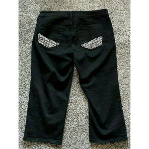 NYDJ Crop Capri Black Rhinestone Beaded Size 10